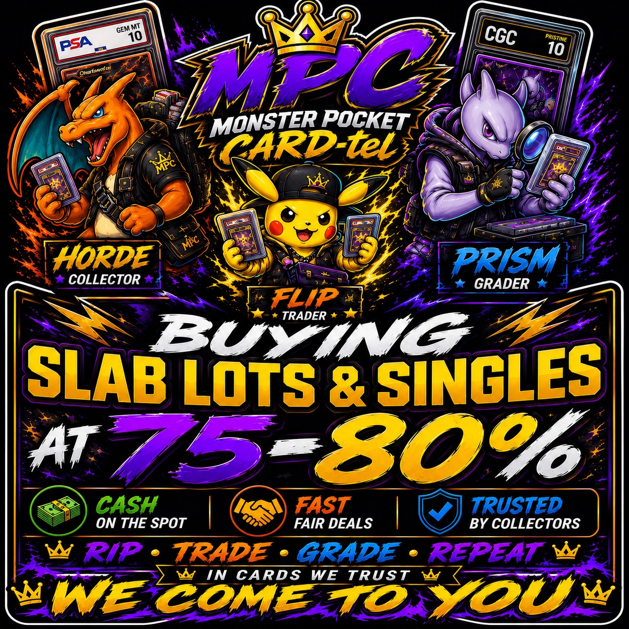 Monster Pocket Cardtel buying Pokémon slabs, singles and sealed product